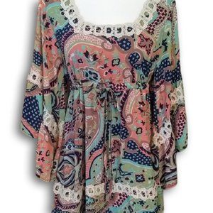 Judith March Paisley Boho Oversized Tunic Top